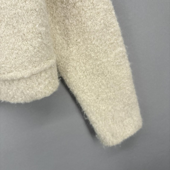 Samsoe Samsoe Jacket Womens Small Beige White Emilie Alpaca Blend Boucle Cropped - Picture 5 of 16